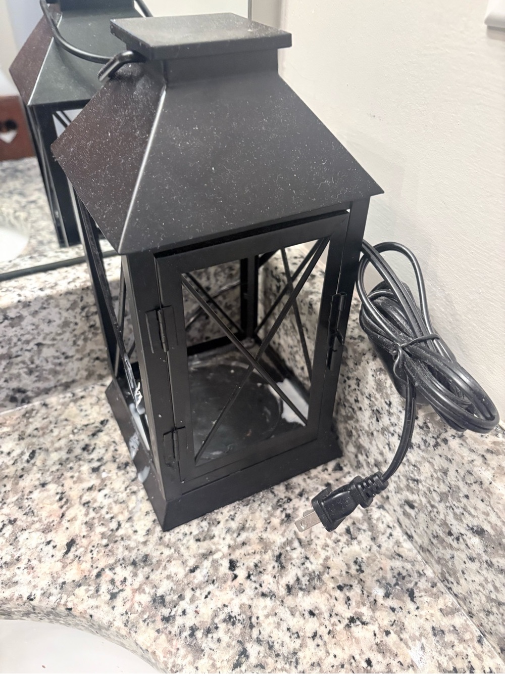 Black Metal Lantern with Plug-In Cord - Decorative Home Accent lighthouse candle